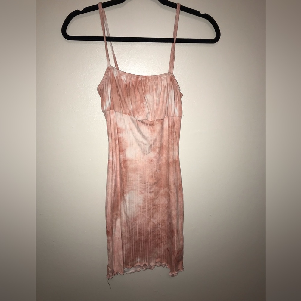 Pink tye dye body con dress